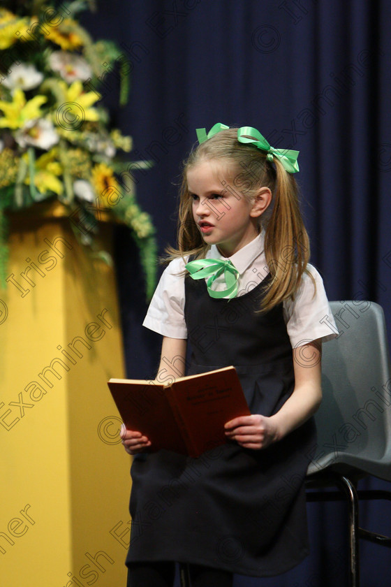 Feis16032018Fri27 
 26~27
Saoirse Barrett from Mitchelstown performing” Madeline Alone”.
 Speech and Drama Class: 328: “The Fr. Nessan Shaw Memorial Perpetual Cup” Dramatic Solo 10 Years and Under Section 3 Feis Maitiú 92nd Festival held in Fr. Mathew Hall. EEjob 16/03/2018 Picture: Gerard Bonus.