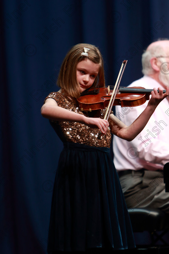 Feis03022020Mon06 
 6 
Aoife Farren from Co. Clare performing. 
Class :241: Violin Solo10Years and Under Mozart – Lied No.4 from ’The Young Violinist’s Repertoire

Feis20: Feis Maitiú festival held in Father Mathew Hall: EEjob: 03/02/2020: Picture: Ger Bonus.