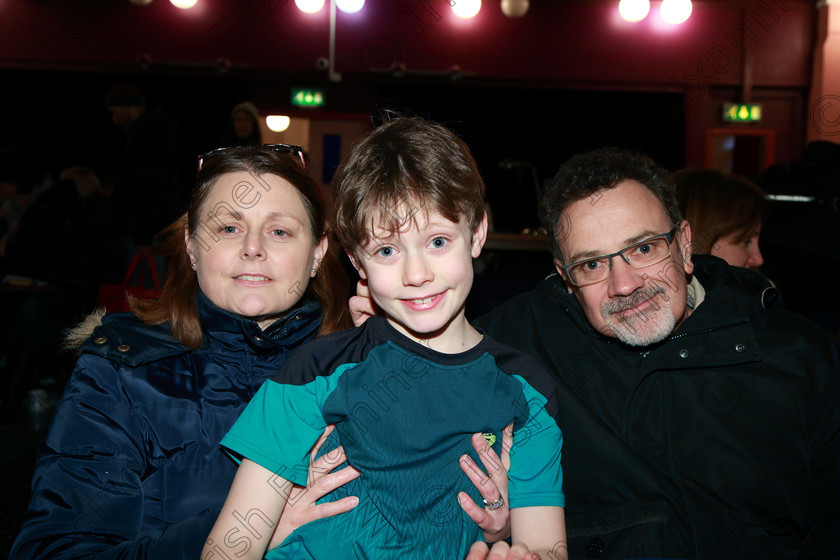 Feis24022018Sat58 
 58
Performer Joseph Dunne from Glanmire with his parents Josephine and Niall.
 Speech and Drama Class: 381: Solo Verse Speaking Boys 8 Years and Under Section 2 Feis Maitiú 92nd Festival held in Fr. Mathew Hall. EEjob 24/02/2018 Picture: Gerard Bonus.