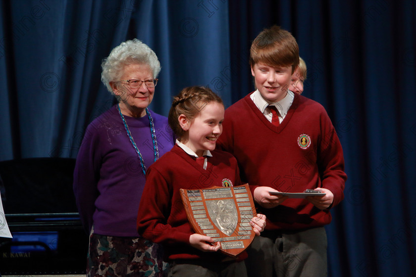 Feis28022019Thu51 
 51
Lavinia Henderson from Soroptimist International (Cork) Amy Jo Nic Liam and Seárlas Ó Duinneacha from Gaelscoil Uí Eigeartaigh Cobh who collected the Perpetual Trophy.

Class: 85: The Soroptimist International (Cork) Perpetual Trophy and Bursary”
Bursary Value €130 Unison or Part Choirs 13 Years and Under Two contrasting folk songs.

Feis Maitiú 93rd Festival held in Fr. Mathew Hall. EEjob 28/02/2019. Picture: Gerard Bonus