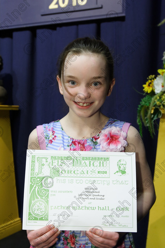 Feis25032018Sun31 
 31
Commended Bríd O’Brien from Mitchelstown.
 Speech and Drama Class: 365: Solo Verse Speaking Girls 10 Years and Under Section 5 Feis Maitiú 92nd Festival held in Fr. Mathew Hall. EEjob 25/03/2018 Picture: Gerard Bonus