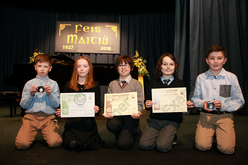 Feis29012018Mon28 
 28
Silver Medallist Michael Scott and Monkstown; Highly Commended Edith Haugh, from Ennis Co. Clare; Joint 3rd place; Daniel Lovasz from Blackrock &; Lughaidh Gannow from Blackrock and Bronze Medallist, Colm O’Donoghue from Aghada.

EEjob 29/01/2018 
Feis Maitiú 92nd Festival held in Fr. Matthew Hall 
Picture: Gerard Bonus

Instrumental Music
Class 241 Violin Solo 10 years and Under