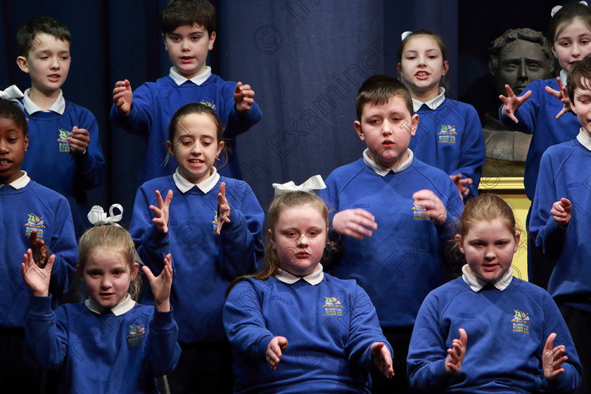 Feis10032020Tues20 
 17~22
Rushbrook NS performing I Saw My Teacher on A Saturday as their own choice.

Class:476: “The Peg O’Mahony Memorial Perpetual Cup” Choral Speaking 4thClass

Feis20: Feis Maitiú festival held in Father Mathew Hall: EEjob: 10/03/2020: Picture: Ger Bonus.