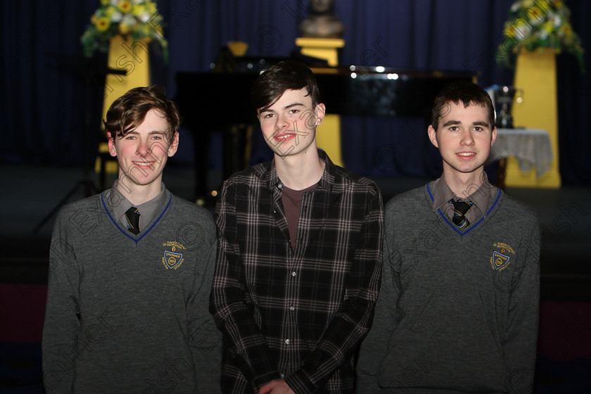 Feis27022018Tue15 
 15
Performers Oisín O’Sullivan, Sean Looney and James ALTchison from Rochestown College.
 Singing and School Choirs Class: 10: “The Moffit Perpetual Cup” Own Accompaniment Feis Maitiú 92nd Festival held in Fr. Mathew Hall. EEjob 27/02/2018 Picture: Gerard Bonus.