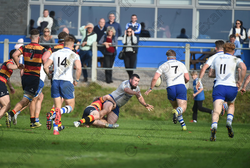 LC-con-05 
 EEXX sport 08/10/2016.
Ulster Bank All-Ireland League; Cork Constitution vs Lansdowne FC at Temple Hill.
Rory Burke, Cork Con makes a pass to James Murphy, as Cork Con go on to score a try against Lansdowne FC.
Pic; Larry Cummins