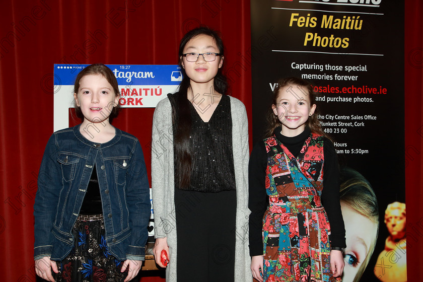 Feis25022020Tues31 
 31
Sadbh O’Dwyer from Limerick; Sophie O’Donoghue from Frankfield and Siún Sweeney from Ovens.

Class:214: “The Casey Perpetual Cup” Woodwind Solo 12 Years and Under

Feis20: Feis Maitiú festival held in Father Mathew Hall: EEjob: 25/02/2020: Picture: Ger Bonus