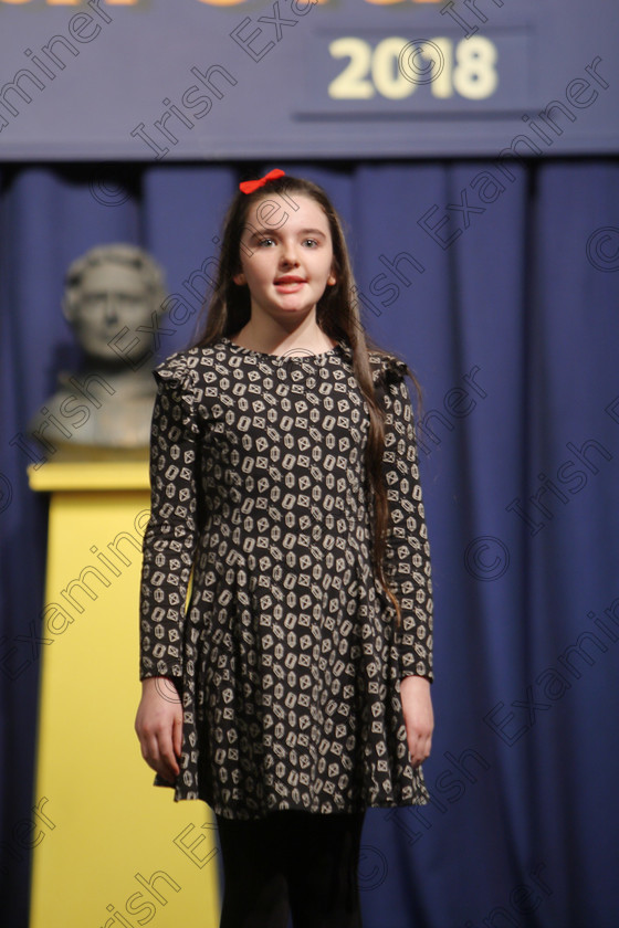 Feis25032018Sun09 
 9
Ellen O’Leary giving a Silver Medal performance.
 Speech and Drama Class: 365: Solo Verse Speaking Girls 10 Years and Under Section 5 Feis Maitiú 92nd Festival held in Fr. Mathew Hall. EEjob 25/03/2018 Picture: Gerard Bonus