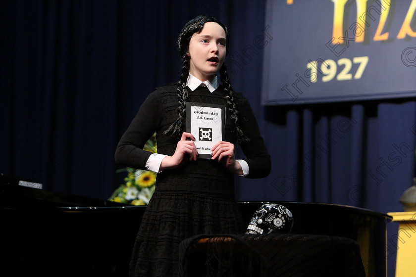 Feis06032018Tue13 
 13
Katelyn Buckley performing “Pulled” from The Adams Family.
 Singing and School Choirs Class: 113: “The Edna McBirney Memorial Perpetual Award” Solo Action Song 12 Years and Under Section 2 Feis Maitiú 92nd Festival held in Fr. Mathew Hall. EEjob 06/03/2018 Picture: Gerard Bonus.