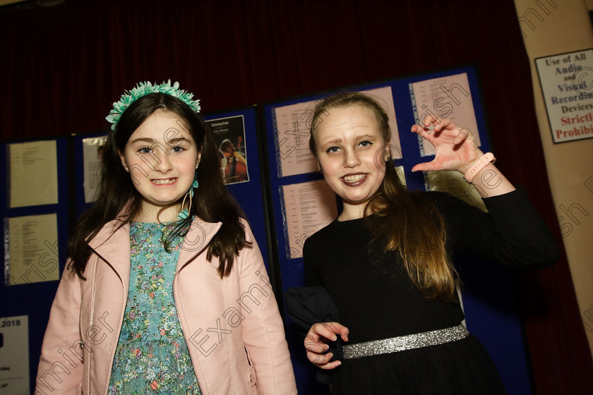 Feis24032018Sat72 
 72
Cliodhna Higgins and Amy Heffernan performed a scene from “Lizzie Dripping”.
 Speech and Drama Class: 312: Dramatic Duo 10 Years and Under Feis Maitiú 92nd Festival held in Fr. Mathew Hall. EEjob 24/03/2018 Picture: Gerard Bonus