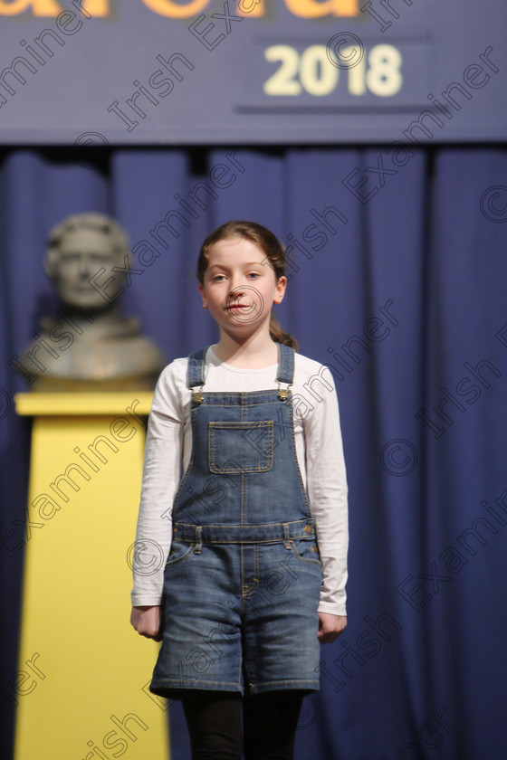 Feis25032018Sun16 
 16
Becca Lloyde Evans reciting poems.
 Speech and Drama Class: 365: Solo Verse Speaking Girls 10 Years and Under Section 5 Feis Maitiú 92nd Festival held in Fr. Mathew Hall. EEjob 25/03/2018 Picture: Gerard Bonus