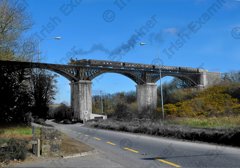 Viaduct-mix-hires 
 For 'READY FOR TARK'
Feature on closure of the West Cork railway - for Cork Weekly Examiner 01/03/1961 Ref. 657L old black and white trains engines transport Chetwynd Viaduct