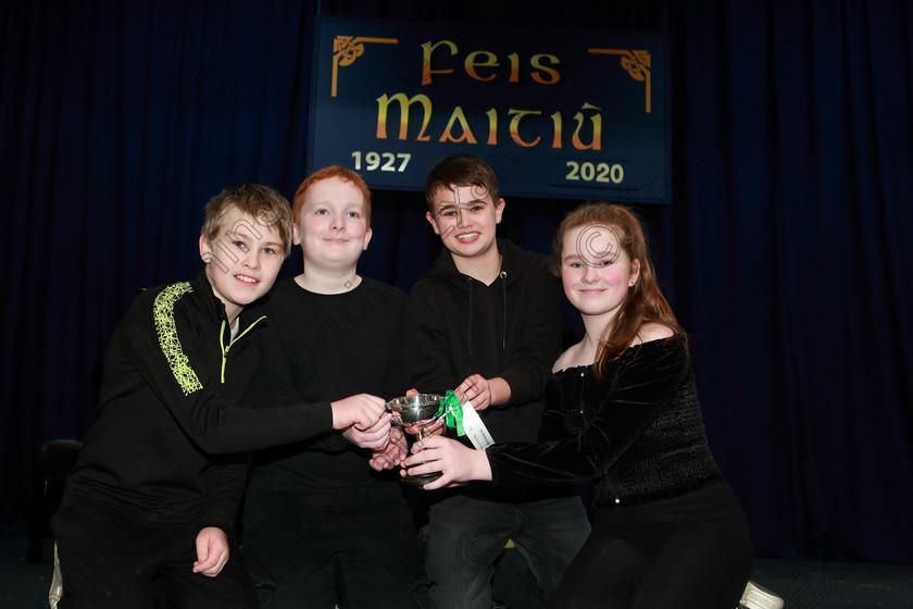 Feis0103202068 
 68
Cup Winners Sean Fergal, Cary Bradley, Denis Kelly and Caoifainche Brasley the Cork ETB SM Junior Guitar Ensemble.

Class:270: “The Lane Perpetual Cup” Chamber Music 14 Years and Under

Feis20: Feis Maitiú festival held in Father Mathew Hall: EEjob: 01/03/2020: Picture: Ger Bonus.