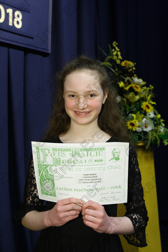 Feis24032018Sat10 
 10
Commended Orlaith Mullins from Midleton.
 Speech and Drama Class: 363: Solo Verse Speaking Girls 12 Years and Under Section 2 Feis Maitiú 92nd Festival held in Fr. Mathew Hall. EEjob 24/03/2018 Picture: Gerard Bonus