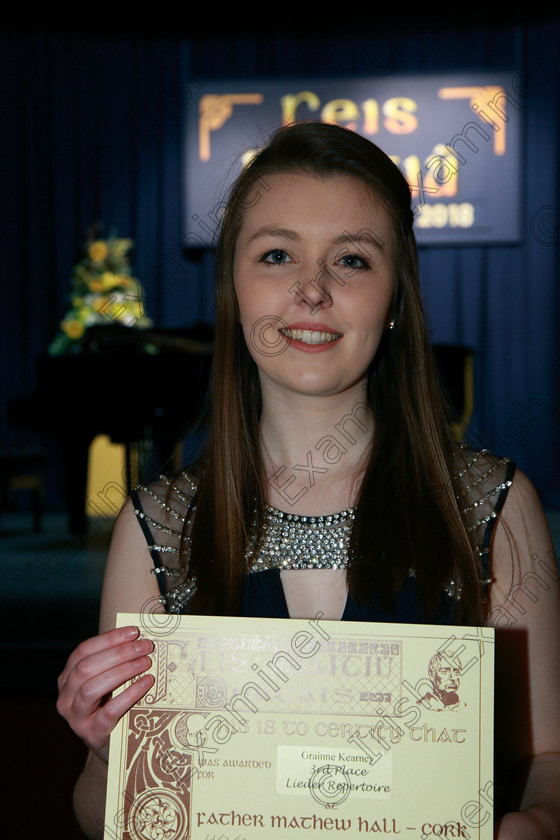 Feis04032018Sun19 
 17~19
Grainne Kearney from Rathcormac giving a 3rd place performance.
 Singing and School Choirs Class: 13: The Lieder Perpetual Prize” and “Doyle Bursary” Bursary Value €100 Lieder Repertoire Feis Maitiú 92nd Festival held in Fr. Mathew Hall. EEjob 04/03/2018 Picture: Gerard Bonus