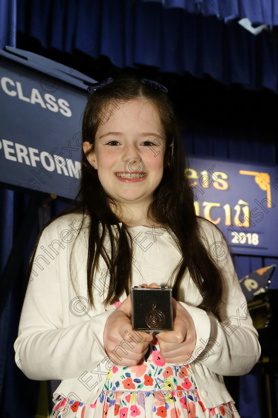 Feis27032018Tue14 
 14
Joint Bronze Medallists Leah Sweeney, from the City Centre.
 Singing Class: 55: Girls Solo Singing 9 Years and Under Feis Maitiú 92nd Festival held in Fr. Mathew Hall. EEjob 27/03/2018 Picture: Gerard Bonus