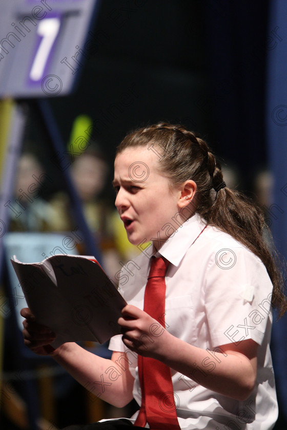 Feis06032018Tue01 
 1
Robyn Morrissey performing “Naughty” from Matilda.
 Singing and School Choirs Class: 113: “The Edna McBirney Memorial Perpetual Award” Solo Action Song 12 Years and Under Section 2 Feis Maitiú 92nd Festival held in Fr. Mathew Hall. EEjob 06/03/2018 Picture: Gerard Bonus.