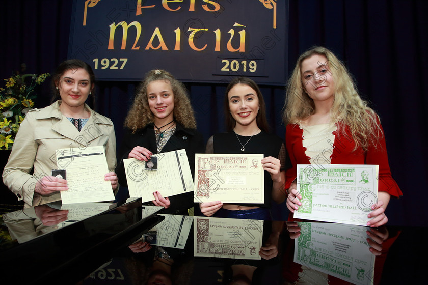 Feis08022019Fri52 
 52
Silver Medallist Lainie McKenna from Glenville; Bronze Medallist Appolilly Szwarc from Shanballymore; 3rd place Grace Glynn from Mallow and Commended Karina Rest from Mitchelstown.

Class: 111: “The Edna McBirney Memorial Perpetual Cup” Solo Action Song 16 Years and Under Section 1. Action song of own choice.

Feis Maitiú 93rd Festival held in Fr. Matthew Hall. EEjob 08/02/2019. Picture: Gerard Bonus