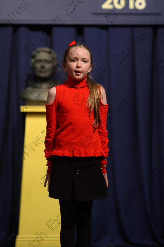 Feis25032018Sun47 
 47
Amiee Browne reciting her poem
 Speech and Drama Class: 366: Solo Verse Speaking Girls 9 Years and Under Section 5 Feis Maitiú 92nd Festival held in Fr. Mathew Hall. EEjob 25/03/2018 Picture: Gerard Bonus