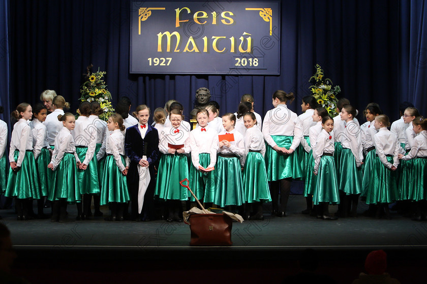 Feis28022018Wed01 
 On a snowy day only one choir made it into the hall for their performance, Scoil mhuire, Ballincollig braved the elements, snow and ice and totally enthralled the adjudicator, Marilynne Davies that she asked them to perform again and they did, spectacularly, showing their skill and talents so well that they were awarded the highest mark of 90 points, a rare achievement made all the more special on a day that most schools were closed due to weather and also making the choir’s first visit to eh Feis performing a medley from “Mary Poppins” during the “The Pam Golden Perpetual Cup” Group Action Songs Primary Schools Class 104 Feis Maitiú 92nd Festival held in Fr. Mathew Hall. EEjob 27/02/2018 Picture: Gerard Bonus.