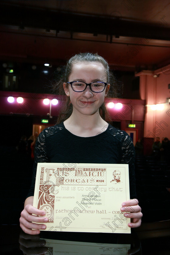 Feis31012018Wed46 
 46
Anna Jansson from Wilton Joint 3rd place.
 Instrumental Music; Class: 236 “The Shanahan & Co. Perpetual Cup”: Advance Violin, one movement from a Concerto; Feis Maitiú 92nd Festival held in Fr. Matthew Hall. EEjob 31/01/2018. Picture: Gerard Bonus.