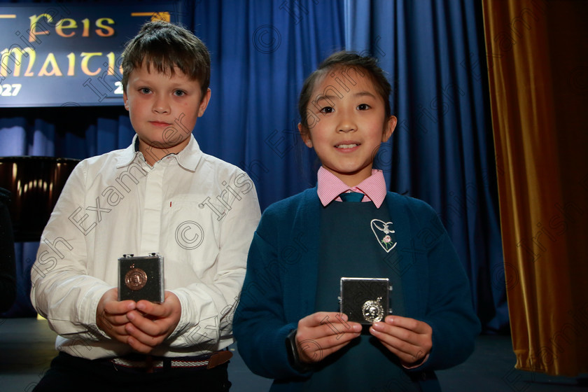 Feis03022020Mon35 
 35 
Bronze Medallist Anthony Iglody from Midleton and Silver Medallist Wenying Hao from Ballincollig.

Class :241: Violin Solo10Years and Under Mozart – Lied No.4 from ’The Young Violinist’s Repertoire

Feis20: Feis Maitiú festival held in Father Mathew Hall: EEjob: 03/02/2020: Picture: Ger Bonus.