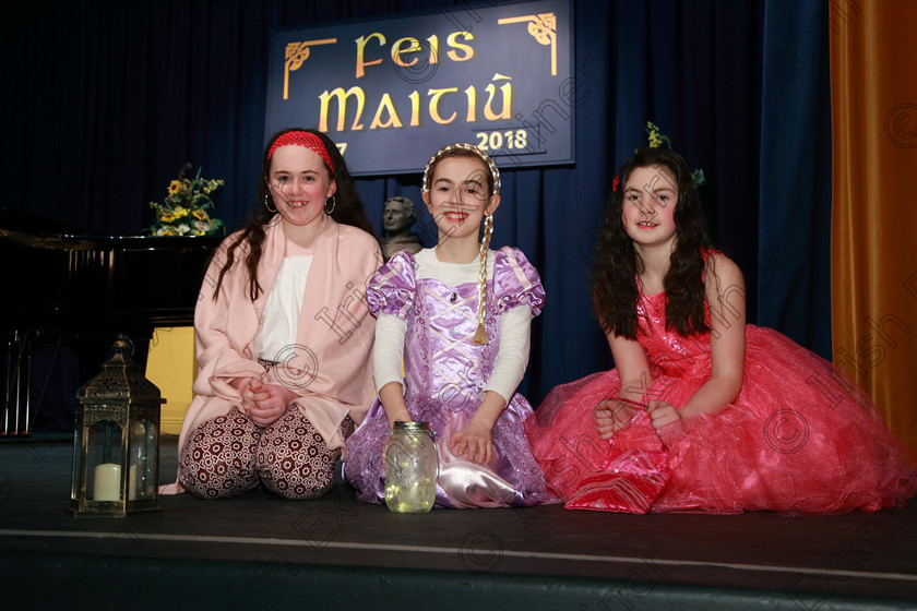 Feis07032018Wed13 
 13
Performers Eimear Hurley, Síofra Skinner and Clodagh O’Sullivan from Kilbrittain.
 Singing and School Choirs Class: 113: “The Edna McBirney Memorial Perpetual Award” Solo Action Song 12 Years and Under Section 3 Feis Maitiú 92nd Festival held in Fr. Mathew Hall. EEjob 06/03/2018 Picture: Gerard Bonus.