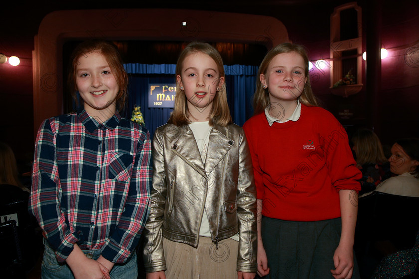 Feis12032018Mon42 
 42
Performers Saoirse O’Sullivan, Aoife O’Donoghue and Rebecca O’Sullivan from Glanmire and Dunkethle.

Speech and Drama Class: 365: Solo Verse Speaking Girls 10 Years and Under Section 4 Feis Maitiú 92nd Festival held in Fr. Mathew Hall. EEjob 12/03/2018 Picture: Gerard Bonus