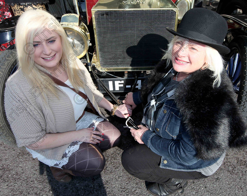 JH Cobh Car Show 09 
 ECHO NEWS: 14/04/2012; Grace and Mary Ryan, Charleville, with a 1911 Ford Model T at a special veteran Vintage and Classic Car show and run in Cobh during commemorations to mark the 100th anniversary of the sinking of RMS Titanic. Picture; John Hennessy (Further Info, Dick O'Brien, Cobh Classic Car Club, 086 1255709)