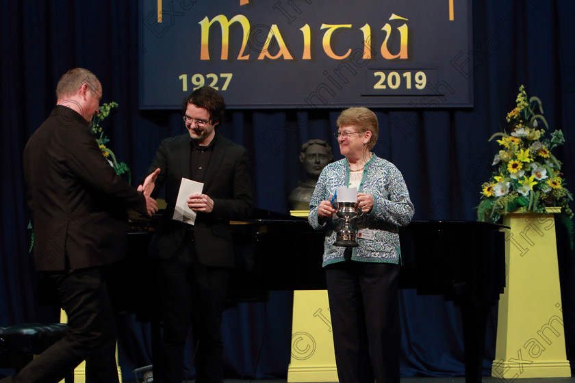 Feis01032019Fri64 
 64
Tom Doyle handing over his Bursary to winner Powel Switaj from Bishopstown and Adjudicator Eileen Field.

Class: 25: “The Operatic Perpetual Cup” and Gold Medal and Doyle Bursary –Bursary Value €100 Opera18 Years and Over A song or aria from one of the standard Operas.

Feis Maitiú 93rd Festival held in Fr. Mathew Hall. EEjob 01/03/2019. Picture: Gerard Bonus