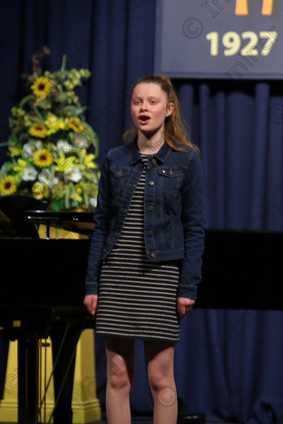 Feis05032018Mon33 
 33
Leah Fitzgerald performing
 Singing and School Choirs Class: 53: Girls Solo Singing 13 Years and Under –Section 2 Feis Maitiú 92nd Festival held in Fr. Mathew Hall. EEjob 05/03/2018 Picture: Gerard Bonus.