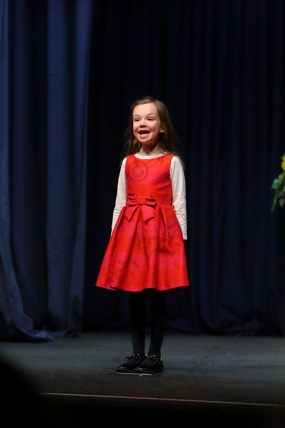 Feis24022018Sat22 
 22
Louise Finn performing.
 Speech and Drama Class: 369: Solo Verse Speaking Girls 6 Years and Under Section 3 Feis Maitiú 92nd Festival held in Fr. Mathew Hall. EEjob 24/02/2018 Picture: Gerard Bonus.