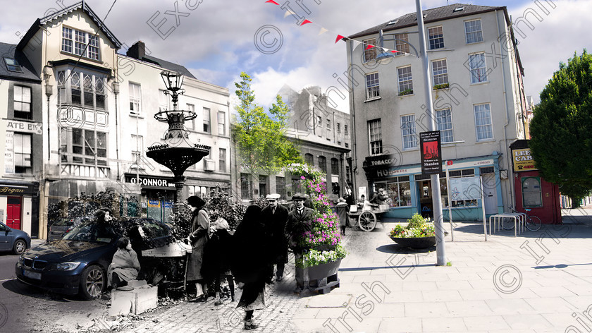 Shandon-St-Fountain 
 Christmas holly in Shandon Street at Dunscombe Fountain early 1920 and how it looks in 2016