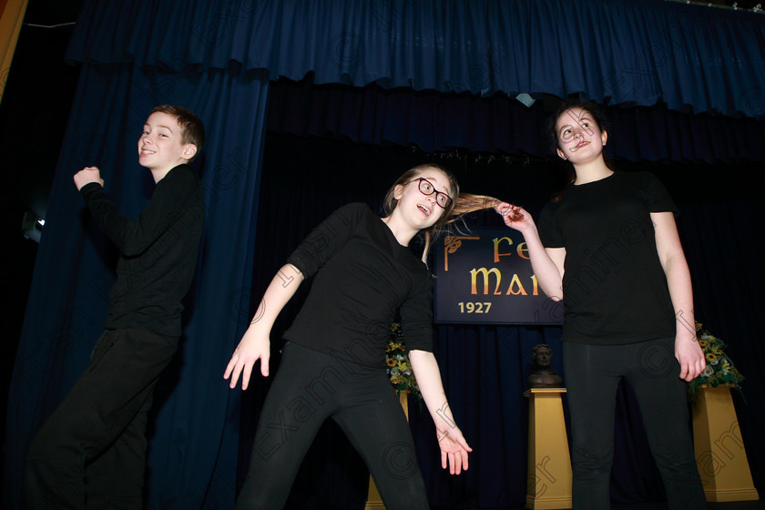 Feis16022018Fri03 
 3
Camron O’Byrne, Lucy Cusack and Niamh Carroll from Ellis Stage School performing “Ouch That Hurt”
 Speech and Drama section 1 Class: 343: Group Improvisation 13YearsandUnder
Feis Maitiú 92nd Festival held in Fr. Mathew Hall. EEjob 16/02/2018 Picture: Gerard Bonus.