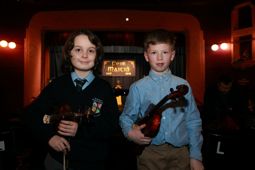 Feis29012018Mon26 
 26
Performers ; Lughaidh Gannow and Michael Scott from Blackrock and Monkstown.

EEjob 29/01/2018 
Feis Maitiú 92nd Festival held in Fr. Matthew Hall 
Picture: Gerard Bonus

Instrumental Music
Class 241 Violin Solo 10 years and Under