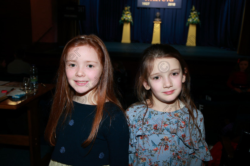 Feis24022018Sat05 
 5
Performers Aoibhinn Cronin and Sophie O’Connell from Ovens.
 Speech and Drama Class: 367: Solo Verse Speaking Girls 8 Years and Under Section 2 Feis Maitiú 92nd Festival held in Fr. Mathew Hall. EEjob 24/02/2018 Picture: Gerard Bonus.