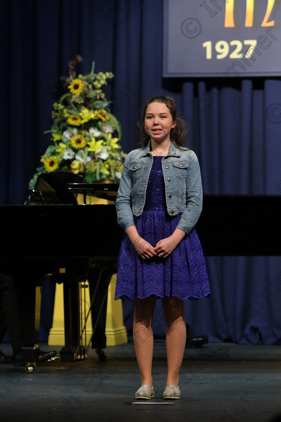 Feis05032018Mon34 
 34
Ruby Hicks performing 
 Singing and School Choirs Class: 53: Girls Solo Singing 13 Years and Under –Section 2 Feis Maitiú 92nd Festival held in Fr. Mathew Hall. EEjob 05/03/2018 Picture: Gerard Bonus.