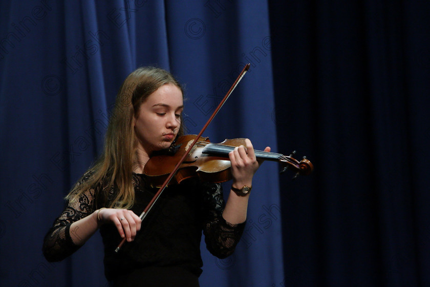 Feis09022018Fri02 
 2
Kate O’Shea performing.
 Instrumental Music Class: 232: “The Houlihan Memorial Perpetual Cup” 
String Repertoire 14 Years and Under Feis Maitiú 92nd Festival held in Fr. Mathew Hall. EEjob 09/02/2018 Picture: Gerard Bonus.