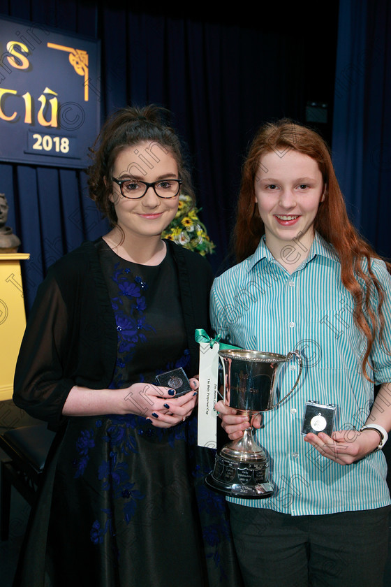 Feis01022018Thu18 
 18
Bronze Medallist Adel Murphy from Ballincollig; Cup winner and Silver Medallist Orla Gleeson from Bishopstown was given 90 marks representing the adjudicator’s highest mark awarded in three years.
 Instrumental Music Class: 213: “The Daly Perpetual Cup”
Woodwind 14Years and Under. Feis Maitiú 92nd Festival held in Fr. Matthew Hall. EEjob 01/02/2018 Picture: Gerard Bonus.