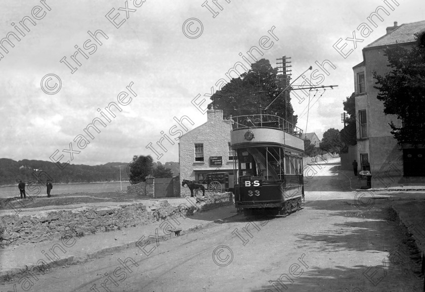 rocktram 
 The first electric tram into Blackrock village, Cork in 1902 old black and white