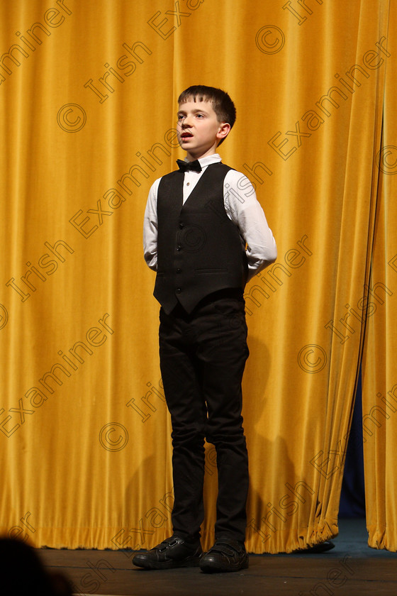 Feis19022018Mon11 
 11
Killian Lucey introducing his scene.
 Speech and Drama Class: 327: “The Hartland Memorial Perpetual Trophy” Dramatic Solo 12YearsandUnder –Section 1 Feis Maitiú 92nd Festival held in Fr. Mathew Hall. EEjob 19/02/2018 Picture: Gerard Bonus.