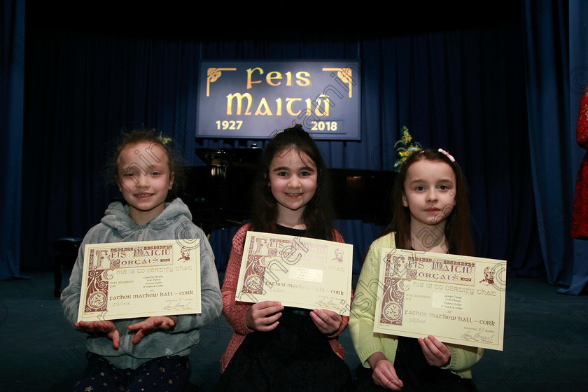 Feis07022018Wed11 
 11
Joint 3rd place Caoimhe Murphy from Blackrock; Jessica McCrohan from Killarney and Lauren Casey from Killarney.
 Instrumental Music Class: 167: Piano Solo8 Years and Under Feis Maitiú 92nd Festival held in Fr. Mathew Hall. EEjob 05/02/2018 Picture: Gerard Bonus.