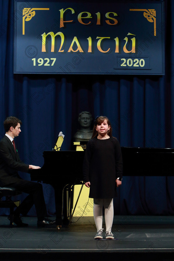 Feis07022020Fri16 
 16
Abigail Adair from Carrigtwohill performing.

Class:54: Vocal Girls Solo Singing 11 Years and Under

Feis20: Feis Maitiú festival held in Father Mathew Hall: EEjob: 07/02/2020: Picture: Ger Bonus.