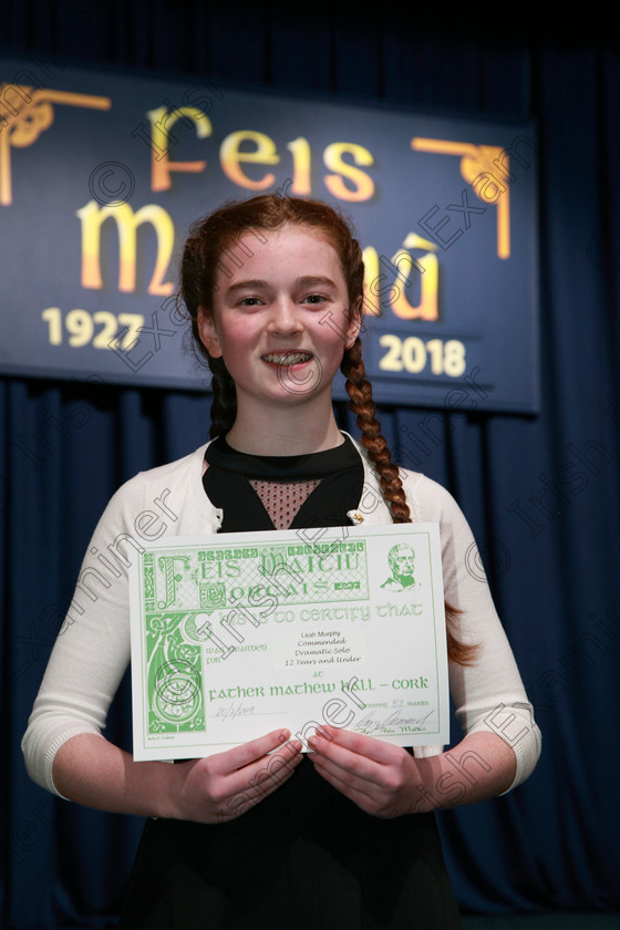 Feis20022018Tue46 
 46
Commenced Leah Murphy from Whitechurch.
 Speech and Drama Class: 327: “The Hartland Memorial Perpetual Trophy” Dramatic Solo Section 2 12 Yearsand Under Feis Maitiú 92nd Festival held in Fr. Mathew Hall. EEjob 20/02/2018 Picture: Gerard Bonus.