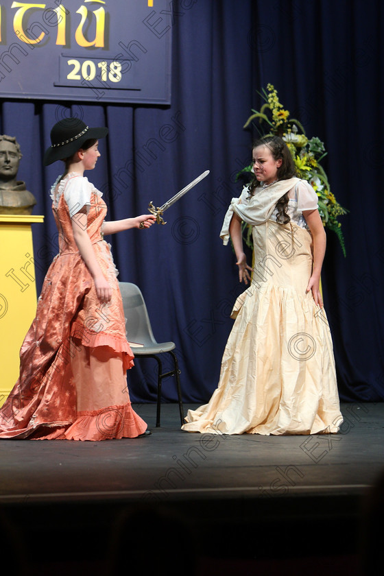 Feis22022018Thu54 
 53~55
Leah Murphy and Lily Costello performing a scene from “Little Women”
 Speech and Drama Classes: 310: “The Peg Hallahan Perpetual Trophy” Dramatic Duo 14 Years and Under Feis Maitiú 92nd Festival held in Fr. Mathew Hall. EEjob 22/02/2018 Picture: Gerard Bonus.