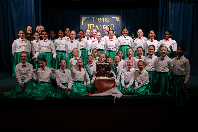 Feis28022018Wed12 
 On a snowy day only one choir made it into the hall for their performance, Scoil mhuire, Ballincollig braved the elements, snow and ice and totally enthralled the adjudicator, Marilynne Davies that she asked them to perform again and they did, spectacularly, showing their skill and talents so well that they were awarded the highest mark of 90 points, a rare achievement made all the more special on a day that most schools were closed due to weather and also making the choir’s first visit to eh Feis performing a medley from “Mary Poppins” during the “The Pam Golden Perpetual Cup” Group Action Songs Primary Schools Class 104 Feis Maitiú 92nd Festival held in Fr. Mathew Hall. EEjob 27/02/2018 Picture: Gerard Bonus.