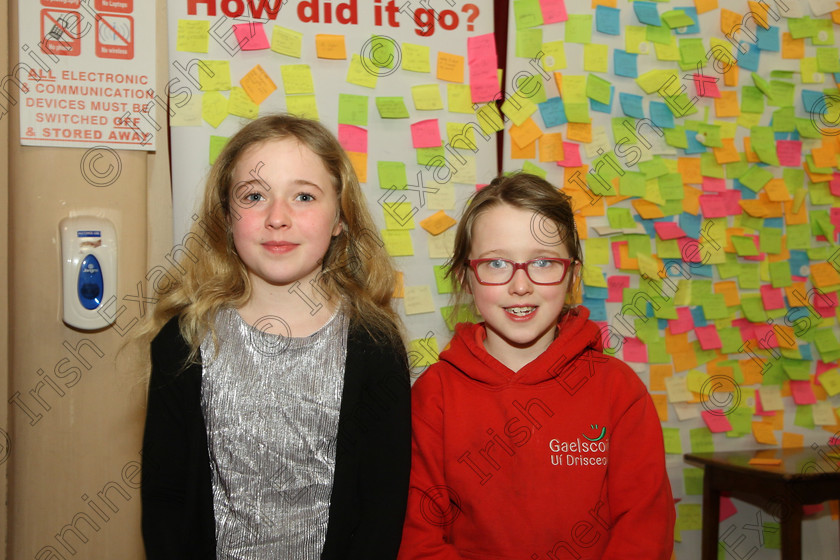 Feis21032018Wed08 
 8
Performer Abigail Geary from Ballyvolane supported by her sister Kayleigh.
 Labhairt na Filíocht agus Míreanna Drámaíochta Class: 516: Bhéarslabhairt 9 Bliana D’Aois Nó Faoina Roinn 1 Feis Maitiú 92nd Festival held in Fr. Mathew Hall. EEjob 21/03/2018 Picture: Gerard Bonus