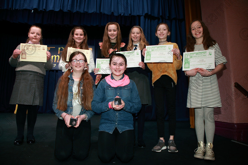 Feis20022018Tue30 
 30
Bronze Medallist, Siobhán Carter from Bishopstown; Silver Medallist, Jane Larkin from Ballinora; Joint 3rd place Livia Dennis from Wilton and Kate Flynn from Bishopstown; Commended Saoirse McGuinness from Ballincollig; Jennifer Sharkey from Rochestown; Maeve Watkins from Mayfield and Lucy O’Regan from Cloyne.
 Speech and Drama Class: 364: Girls 11 Years and Under Section 1 Feis Maitiú 92nd Festival held in Fr. Mathew Hall. EEjob 20/02/2018 Picture: Gerard Bonus.