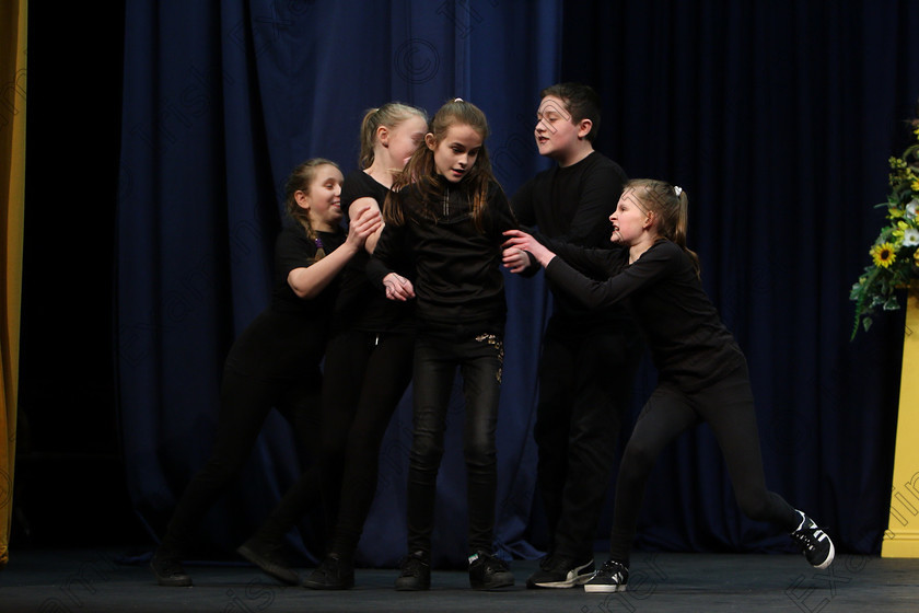 Feis26022018Mon20 
 19~20
Montfort College Group 1 performing “Trapped”.

Speech and Drama Class: 363: Group Improvisation 13 Years and Under Feis Maitiú 92nd Festival held in Fr. Mathew Hall. EEjob 26/02/2018 Picture: Gerard Bonus.