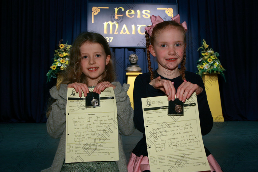 Feis11032018Sun66 
 66
Silver Medallist Caoilfhionn Herlihy from Glanmire and Bronze Medallist Aoibhinn Delaney from Lehenaghmore.

Speech and Drama Class: 368: Solo Verse Speaking Girls 7 Years and Under Section 5 Feis Maitiú 92nd Festival held in Fr. Mathew Hall. EEjob 10/03/2018 Picture: Gerard Bonus.