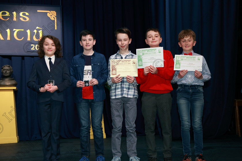 Feis23022018Fri68 
 68
Bronze Medallist Oran Murphy from Lisavaird; Silver Medallist Sean O’Sullivan from Blarney; 3rd place Darach Fanning from Glasheen; Commended Eoin Buckley from Glanmire and Sean O’Sullivan from Blackrock.
 Speech and Drama Class: 378: Solo Verse Speaking Boys 11 Years and Under–Section 1 Feis Maitiú 92nd Festival held in Fr. Mathew Hall. EEjob 23/02/2018 Picture: Gerard Bonus.